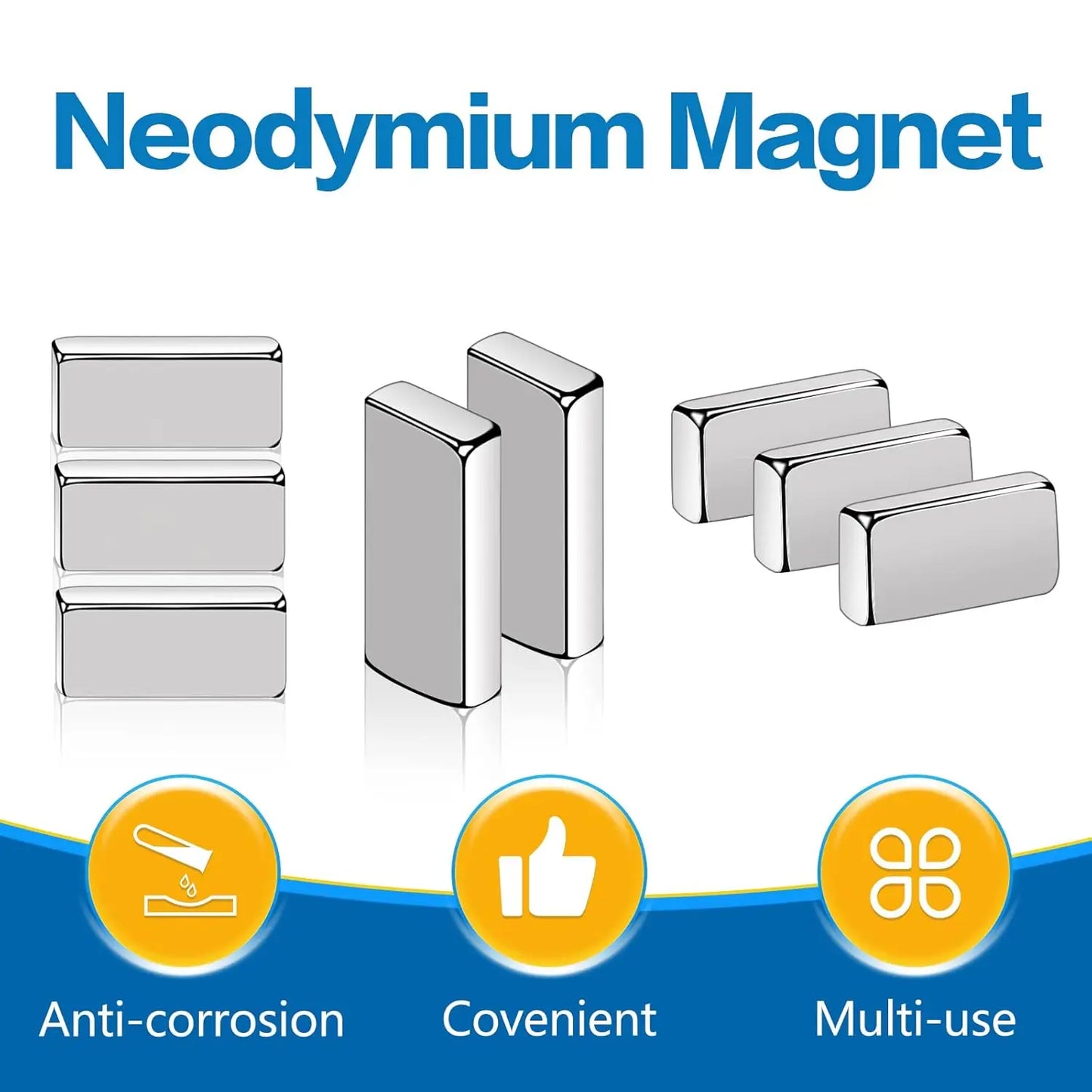 Super Strong Square Block Magnets Set - 20-100 PCS Powerful Neodymium Magnets for DIY & Refrigerator Use