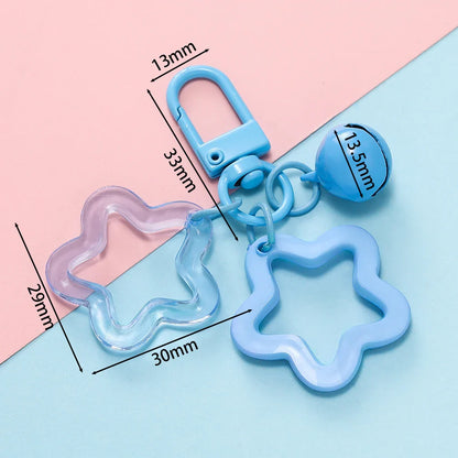 Hollow Star Charm Pendant Keychain – Colorful Acrylic Beads with Bell Bag Lanyard Keyring Jewelry Making Accessories