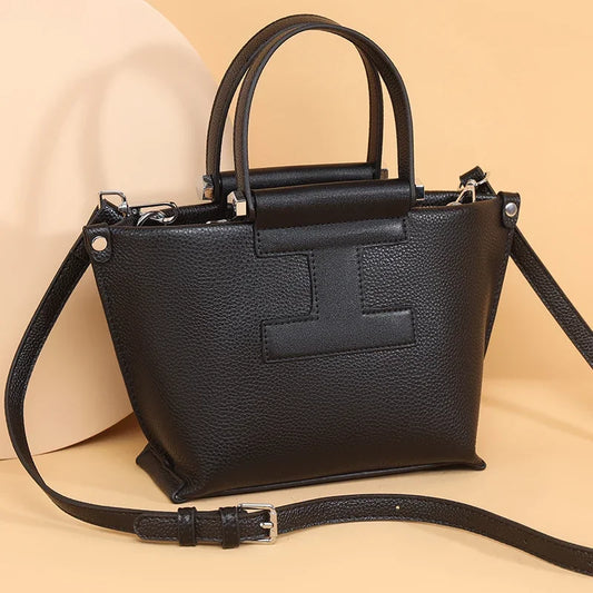 Luxury Cowhide Women’s Tote Bag – High-Quality Genuine Leather Shoulder and Crossbody Handbag, Fashionable Sac A Main