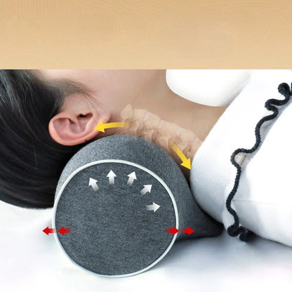 Cervical Spine Pillow - Antiarch Traction Pillow with PU Memory Foam Core, Pure Cotton Cover, Portable Neck Support Pillow
