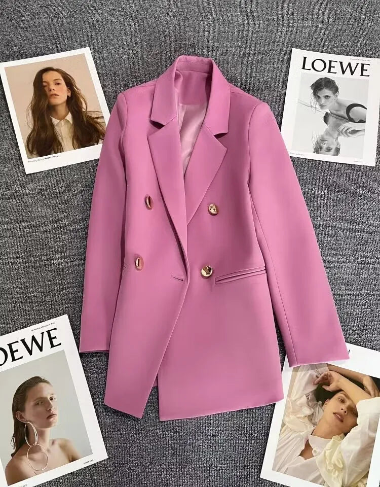 2023 Women's Elegant Single Button Blazer – Slim Fit Long Sleeve Office Jacket for Autumn & Winter