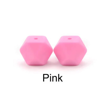 LOFCA 10PCS Hexagon Silicone Beads (14mm/17mm) – DIY Jewelry Making & Pacifier Chain Accessories Bulk Set
