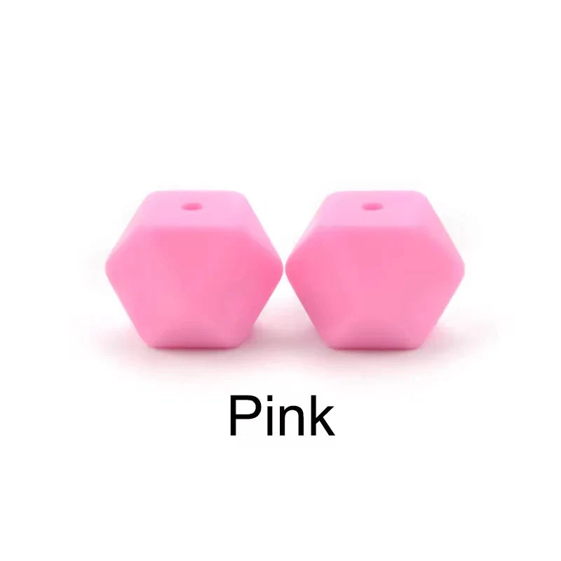 LOFCA 10PCS Hexagon Silicone Beads (14mm/17mm) – DIY Jewelry Making & Pacifier Chain Accessories Bulk Set