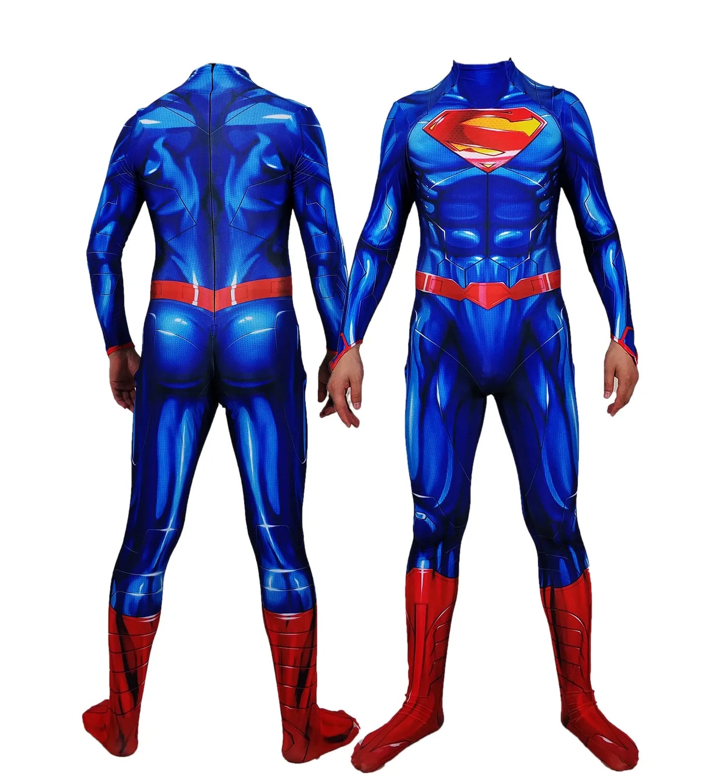 Adults Man of Steel Cosplay Costume — Superhero Zentai Bodysuit Jumpsuit for Halloween & Parties