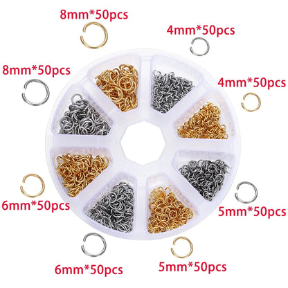 210-400Pcs Jewelry Making Kit - Lobster Clasps Jump Rings Crimp Beads Findings for DIY Bracelets & Necklaces