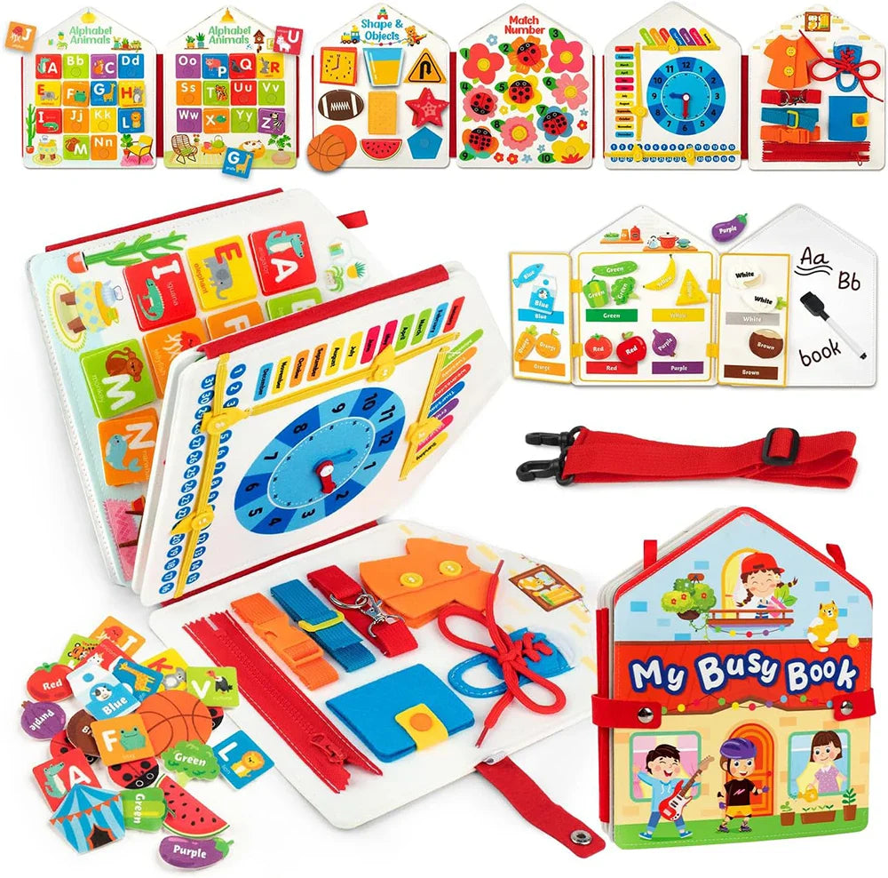 Montessori Busy Board for Toddlers – Sensory Busy Book for Early Education & Fine Motor Skills Learning Toys