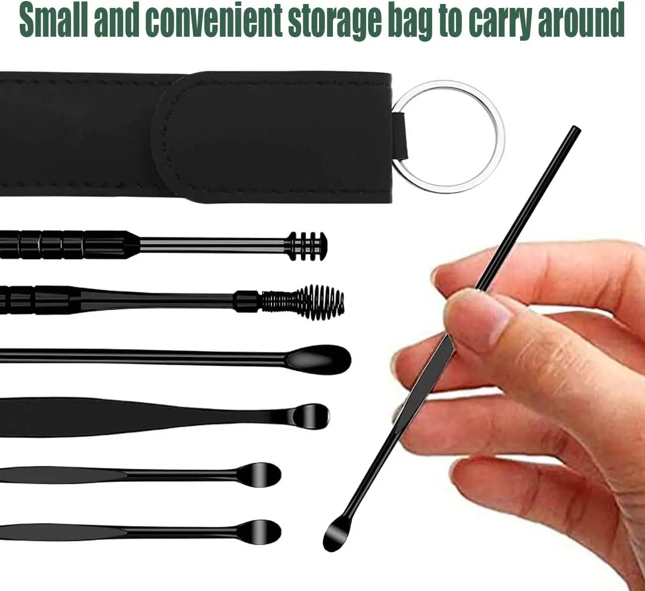 6PCS Stainless Steel Ear Wax Removal Kit | Ear Cleaner Pickers, Curette Spoons & Piercing Care Tools