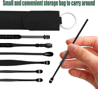 6PCS Stainless Steel Ear Wax Removal Kit | Ear Cleaner Pickers, Curette Spoons & Piercing Care Tools