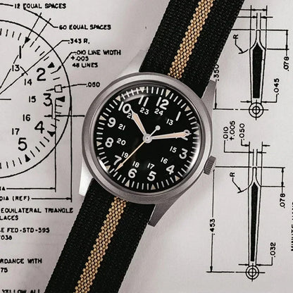 RDUNAE RA03 Military Men’s Watch - 34.5mm Vintage Quartz Wristwatch with Miyota 2035 Movement & Stainless Steel Case