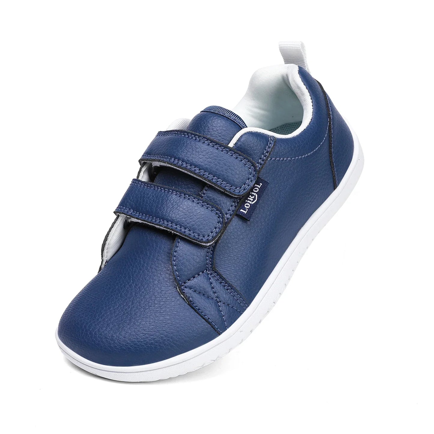 Kids Barefoot Shoes – Wide Toe Minimalist Sneakers for Boys & Girls, Lightweight Artificial Leather Walking Flats with Hook & Loop Closure