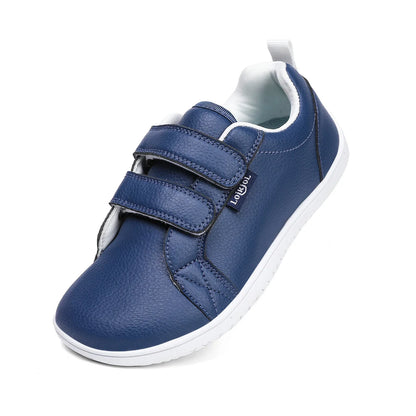 Kids Barefoot Shoes – Wide Toe Minimalist Sneakers for Boys & Girls, Lightweight Artificial Leather Walking Flats with Hook & Loop Closure