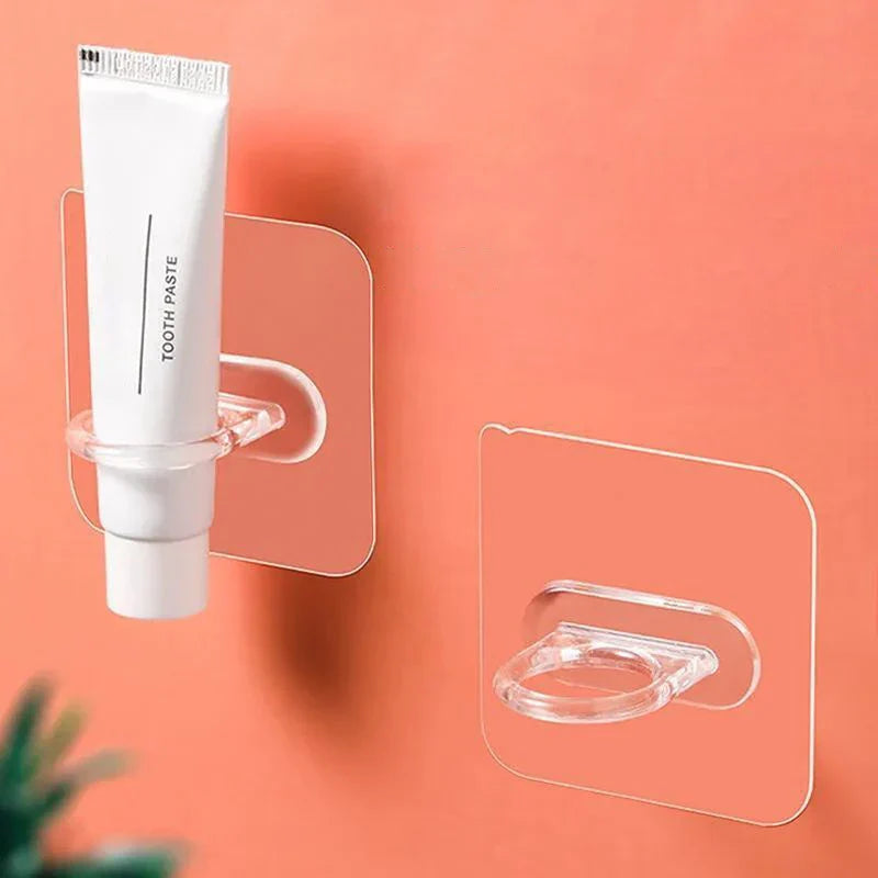 5/10PCS Transparent Ring Hooks – Perforation-Free Waterproof & Rust-Resistant Storage for Bathroom and Toilet Supplies