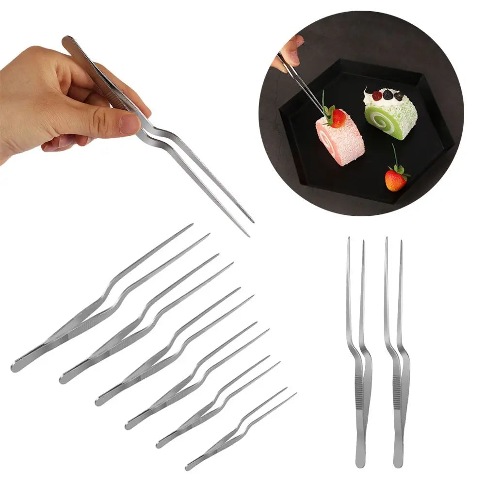 Professional Chef Stainless Steel Seafood Tools - Kitchen Tweezers Tongs, Multiple Types, Chef Plating Tool, BBQ Clip