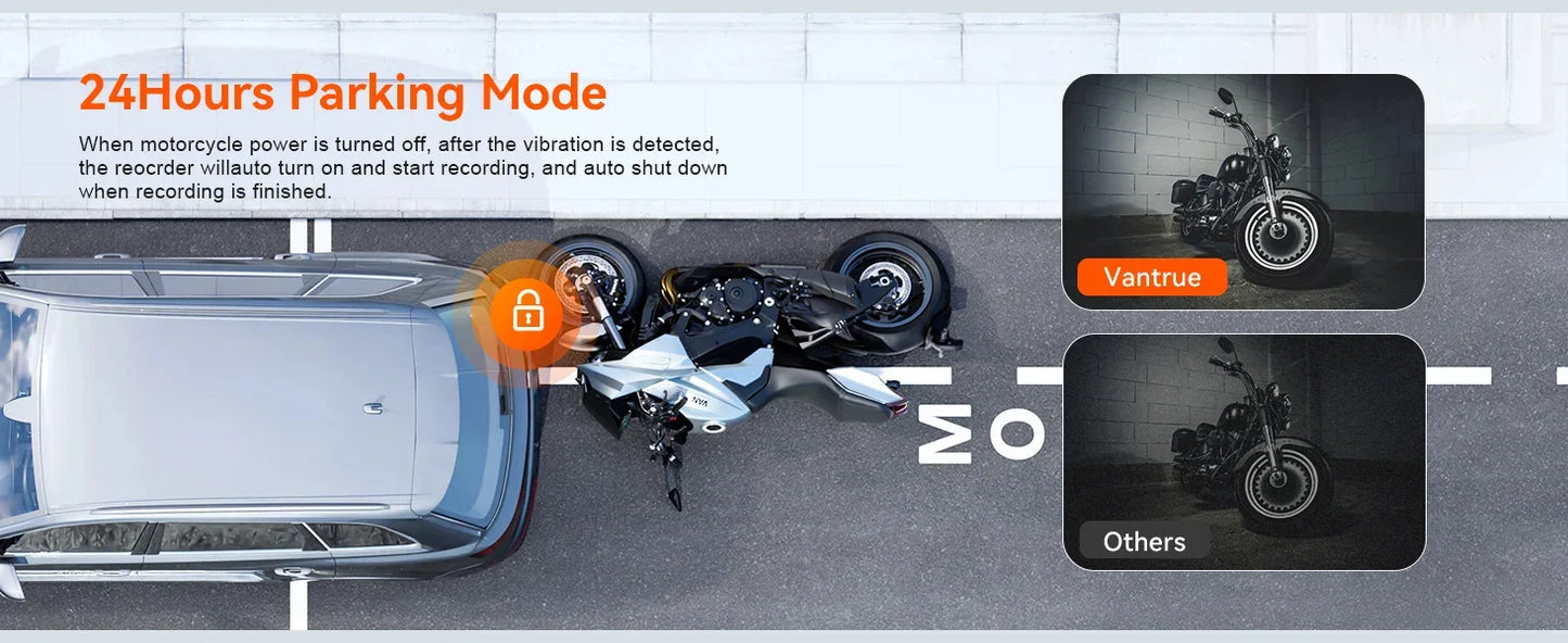 Motorcycle 2K Front & Rear DVR Dash Cam – WiFi GPS, Waterproof Full-Body Video Recorder Black Box