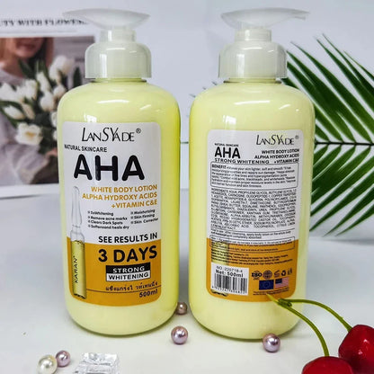 500ml Whitening Body Cream – AHA, Vitamin C&E Moisturizing Lotion for Acne Mark Removal & Skin Lightening