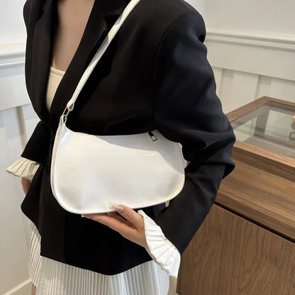 Retro Solid Color PU Leather Shoulder Bag – Fashion Women's Handbag, Casual Designer Hobo Underarm Bag