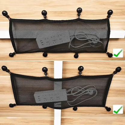 8-Hole Socket Cable Management Net – Under-Desk Cord Organizer Mesh for Flexible Wire and Cable Storage