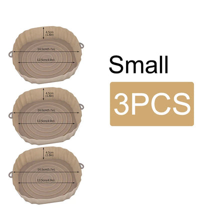 Reusable Air Fryer Silicone Pot & Baking Tray – 1/2/3PCS Basket for Pizza, Fried Chicken, Grill & Kitchen Use