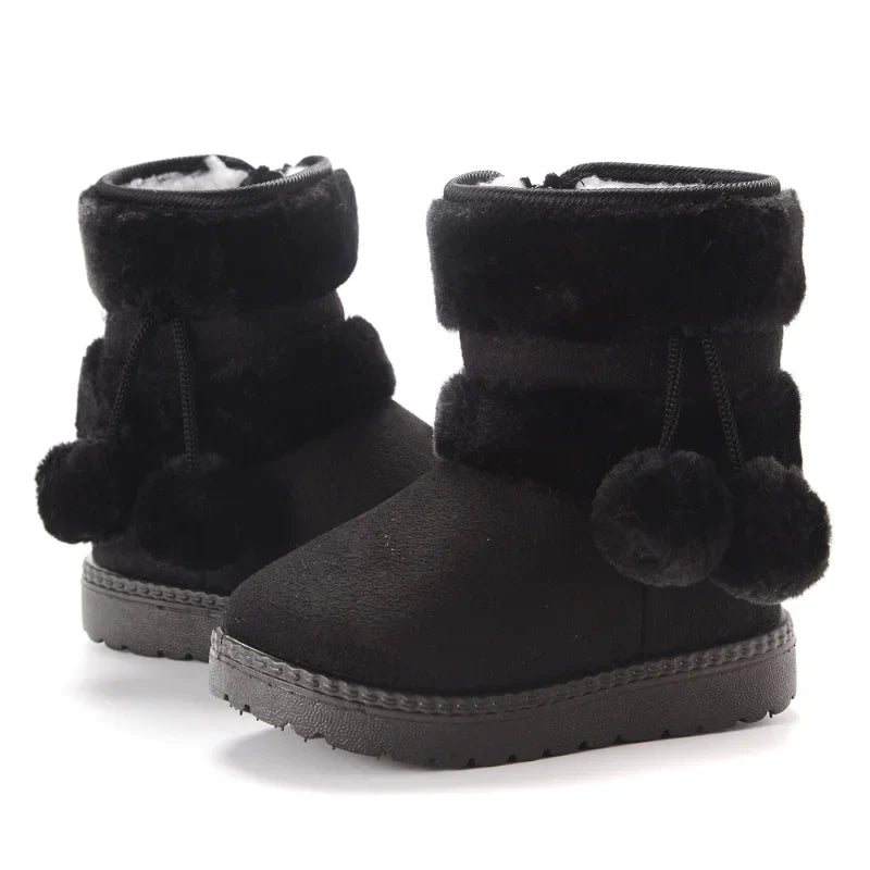 Girls Winter Snow Boots - Thick Warm Comfortable Princess Shoes for Kids