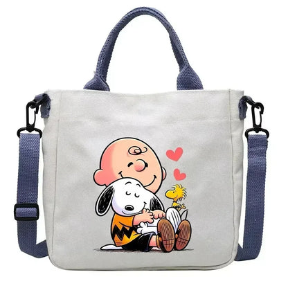 Snoopy Cartoon Canvas Tote Bag – Large Capacity Shoulder Crossbody Bag for Girls, Students & Gift