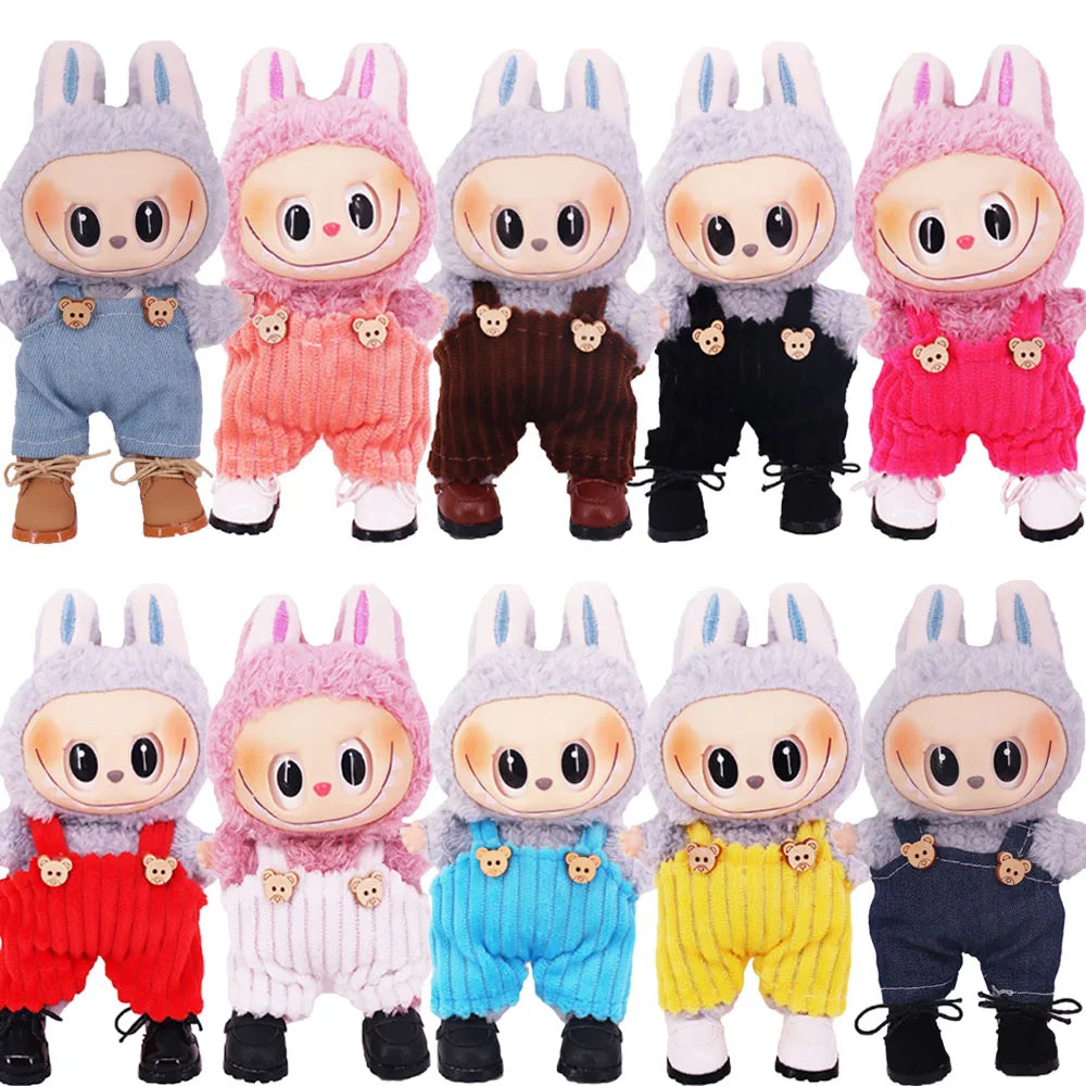 3.8cm Doll Shoes for 17cm Labubu Doll — Solid Color Lace-Up Canvas PU Shoes, Doll Clothing Accessories & Girl’s Toy Gift