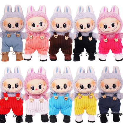 3.8cm Doll Shoes for 17cm Labubu Doll — Solid Color Lace-Up Canvas PU Shoes, Doll Clothing Accessories & Girl’s Toy Gift