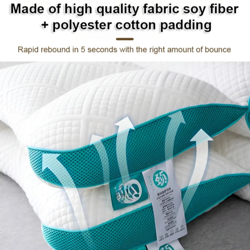 Anti-Traction Sleep Neck Care Pillow – Zoning Design, Washable Adult Pillow Core, Knitted Low Pillow for Home & Hotel