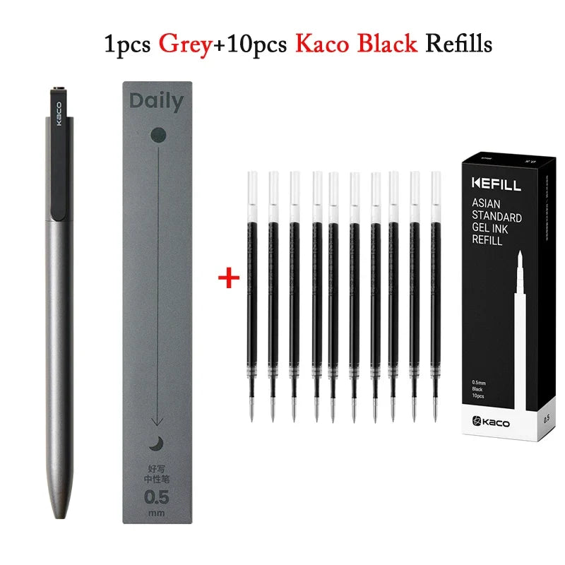 KACO Metal Clip Gel Pen - 0.5mm Black Ink Quick Dry Signature Pen with 800M Smooth Writing Capacity