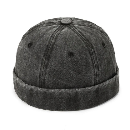 Fashion Denim Docker Cap – Brimless Skullcap Sailor Beanie Hat for Men & Women, Solid Color Adjustable Bucket Dad Cap Streetwear Style