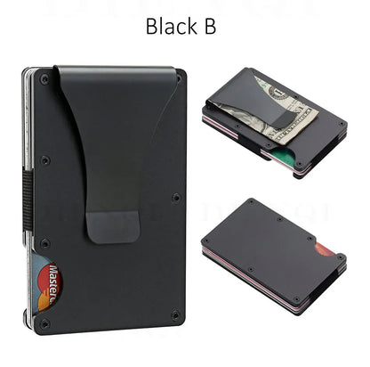 RFID Carbon Fiber Metal Wallet for Men – Slim Minimalist Card Holder, Thin Small Money Clip Purse