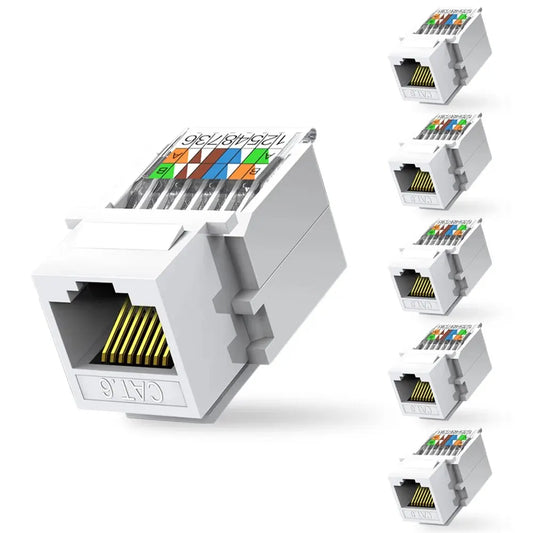 ZOERAX Cat6 Tool-Less RJ45 Keystone Jack — No Punch-Down Module Coupler, White