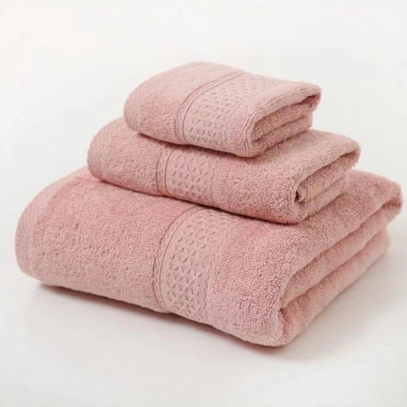 3pcs Luxurious Cotton Towel Set – Ultra Soft, Highly Absorbent Bath, Hand & Washcloth Towels for Home Bathroom