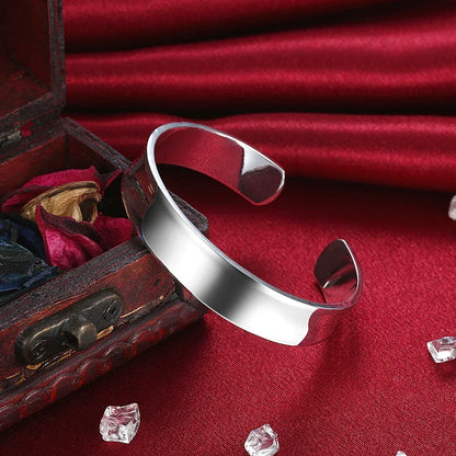 Women’s 925 Sterling Silver Open Cuff Bangle – Adjustable Charm Bracelet for Wedding Party Fashion Jewelry