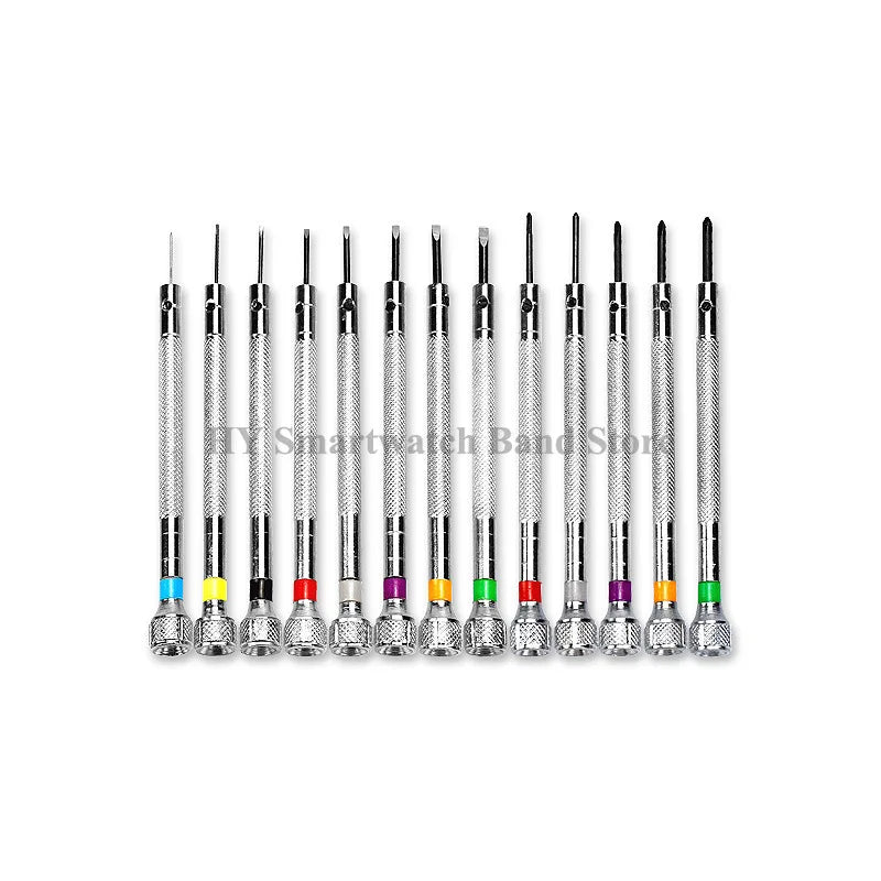 13pcs Watch Repair Screwdriver Set – 0.6mm-2.0mm Flat Head Tools for Professional Watchmakers