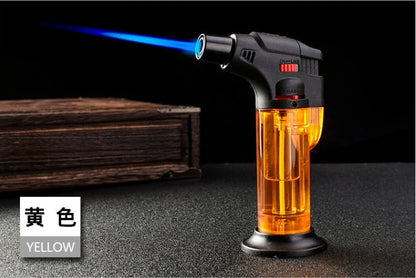 Jet Flame Torch Lighter — Refillable Butane Gas Lighter with Visible Fuel Tank, Windproof & Adjustable Flame for Kitchen