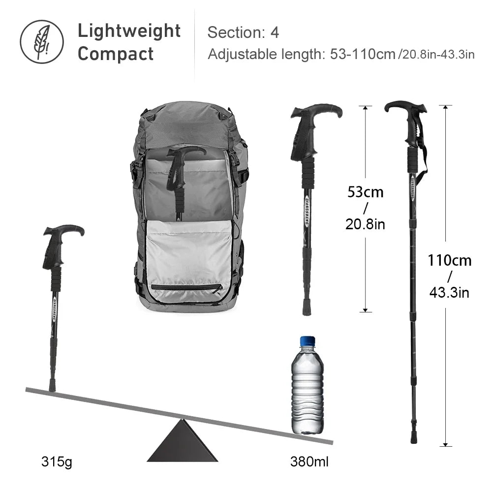 Outdoor Folding Trekking Pole – 4-Section Lightweight Telescopic Walking Stick for Hiking, Camping & Climbing