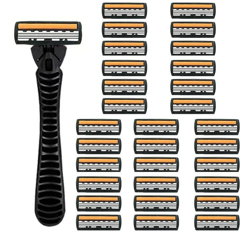 3-Layer Stainless Steel Manual Razor for Men – Washable Travel & Home Shaver for Daily Face Care