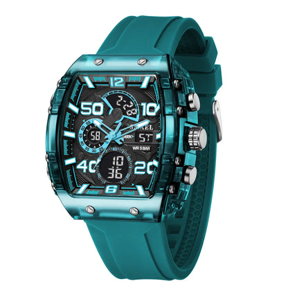SMAEL 8109 Men’s Digital Sports Watch – Square Dual Display, Waterproof, Luminous, Multi-Color Fashion Electronic Wristwatch