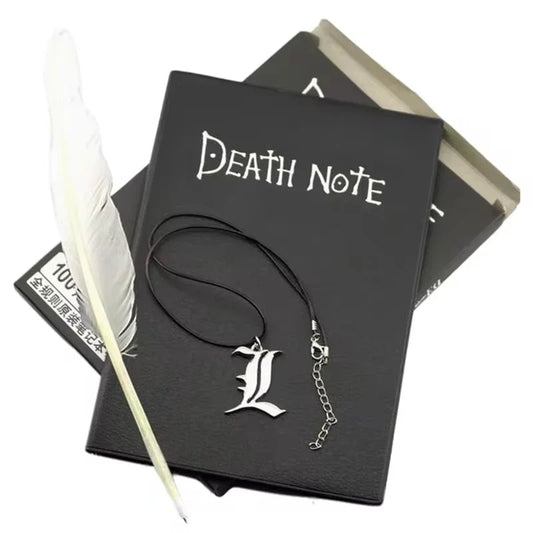 A5 Anime Notebook Set – Leather Journal, Feather Pen, Animation Art Writing Notepad, Christmas Gift