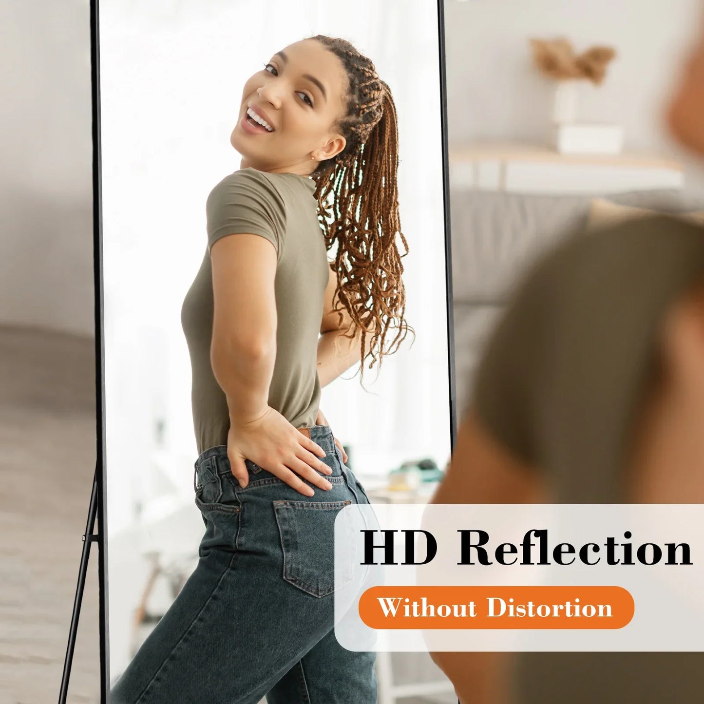 64"x21" Full Body Wall Mirror – Standing, Hanging, or Leaning with Aluminum Alloy Frame for Living Room