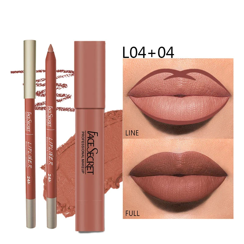 Matte Lipliner & Lipstick Set – Waterproof, Long-Lasting Soft Matte Lip Color for Women