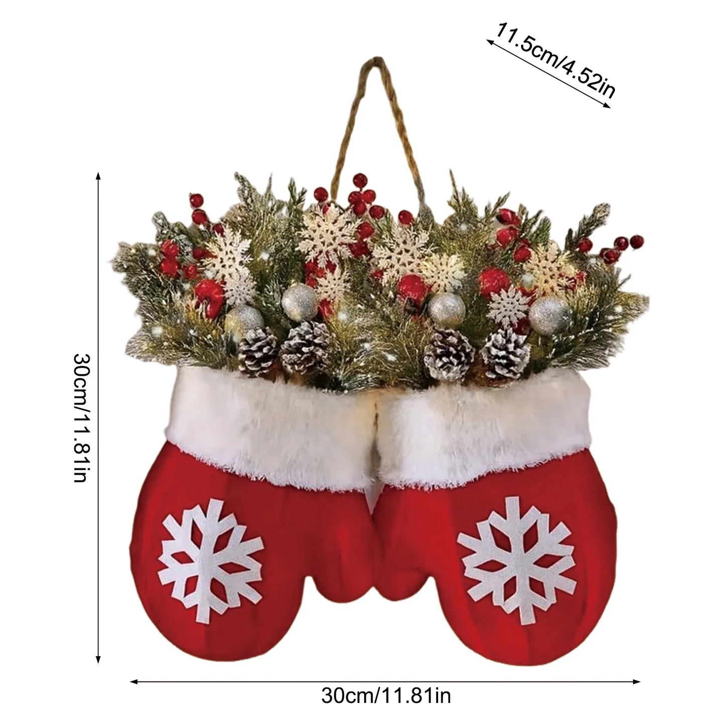 2025 Christmas Glove-Shaped Artificial Flower Garland Wreath — Window & Door Holiday Decoration