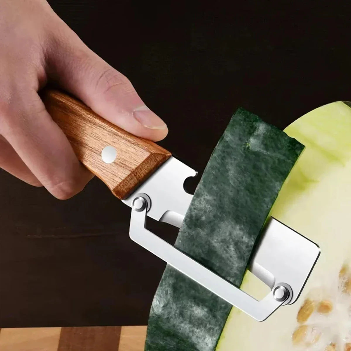 Stainless Steel Vegetable Peeler with Wooden Handle – Durable Fruit & Veg Slicer Tool for Smooth Peeling