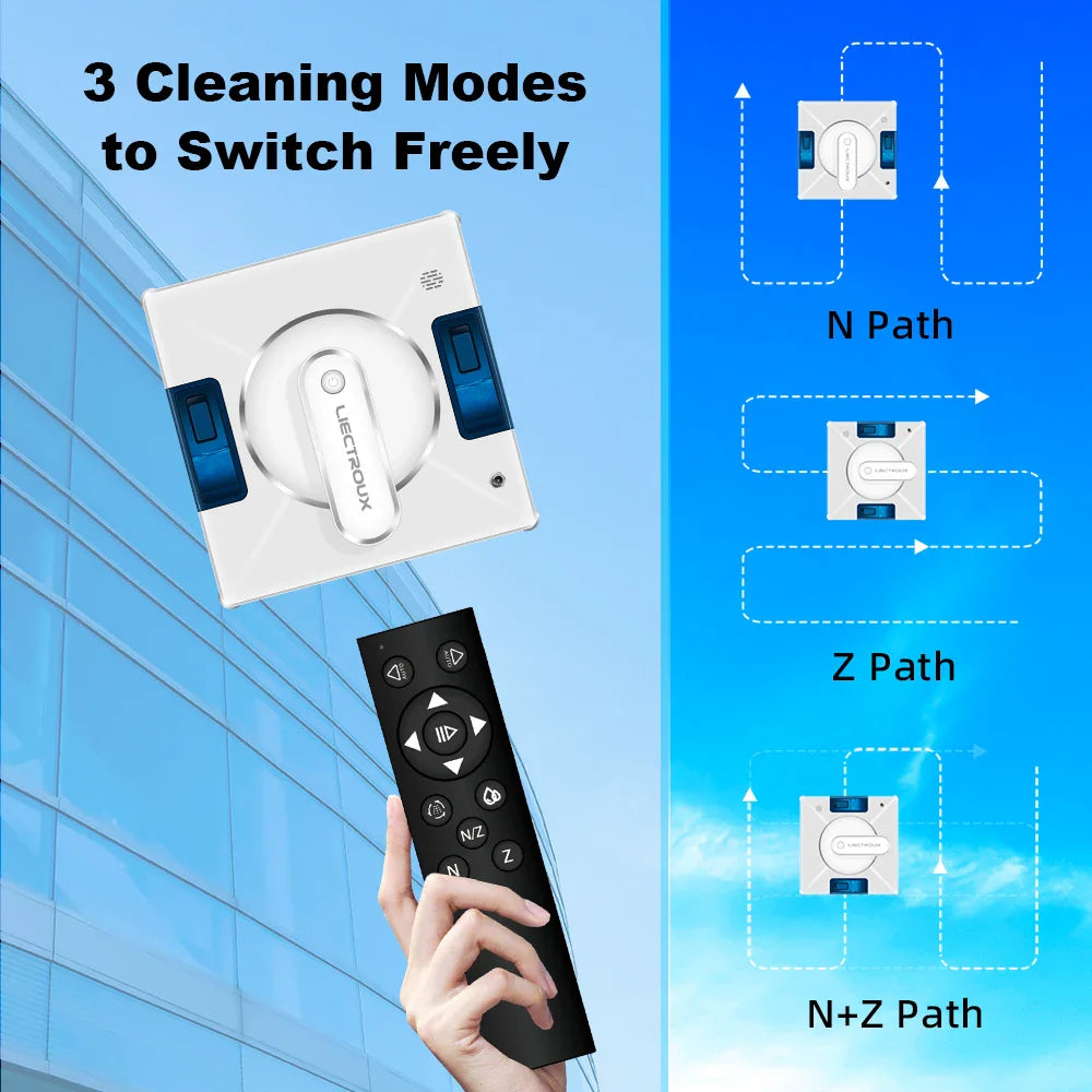 Liectroux YW509 Window Cleaning Robot - Dual Water Spray, Smart Navigation, Laser Sensor - For Home Glass, Floor and Wall Cleaning