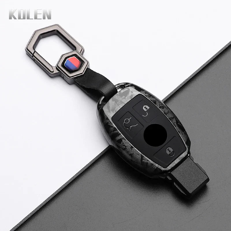 ABS Carbon Fiber Car Key Case Cover – Compatible with Mercedes Benz W204/W205/W212/W213/W176/W177/W219 A/B/C/E/S/GLC/CLA/AMG Fob