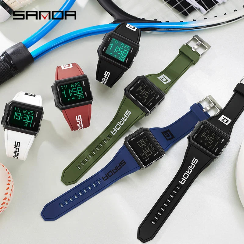 SANDA Men’s Fashion Outdoor Military Sport LED Digital Watch – 5Bar Waterproof Wristwatch