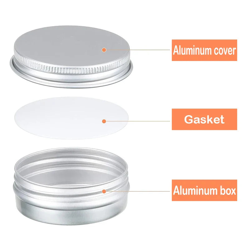 1/5/10pcs Empty Silver Aluminum Tins – 5-250ml Screw Top Round Containers for Candles, Spices & Storage