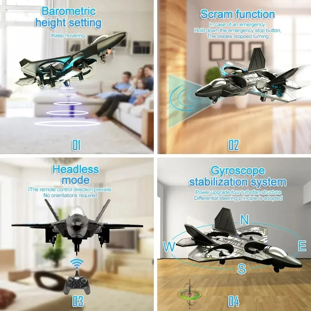 2.4G RC Fighter Plane - Gravity-Sensing EPP Foam Glider with Lights for Boys