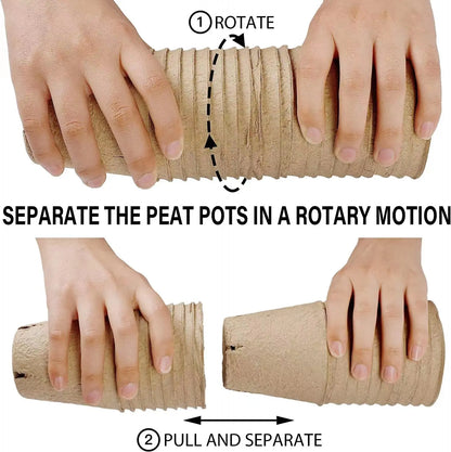 Complete Seed Starter Kit: Biodegradable Peat Pots with Labels and Humidity Domes - Perfect for Seedling Planting