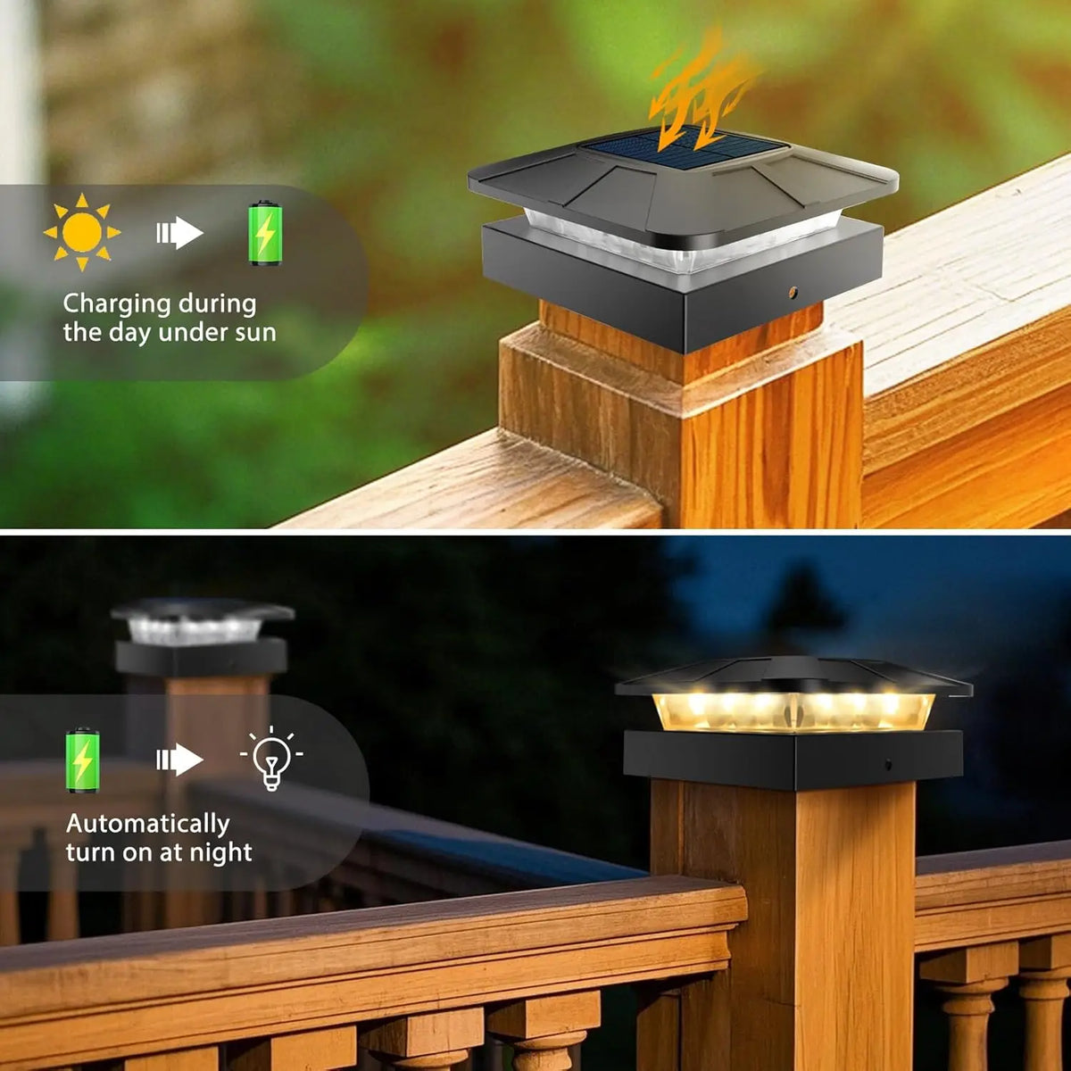 Outdoor Solar Fence Gate Light - Waterproof LED Villa Pillar Lamp for House & Garden Decor